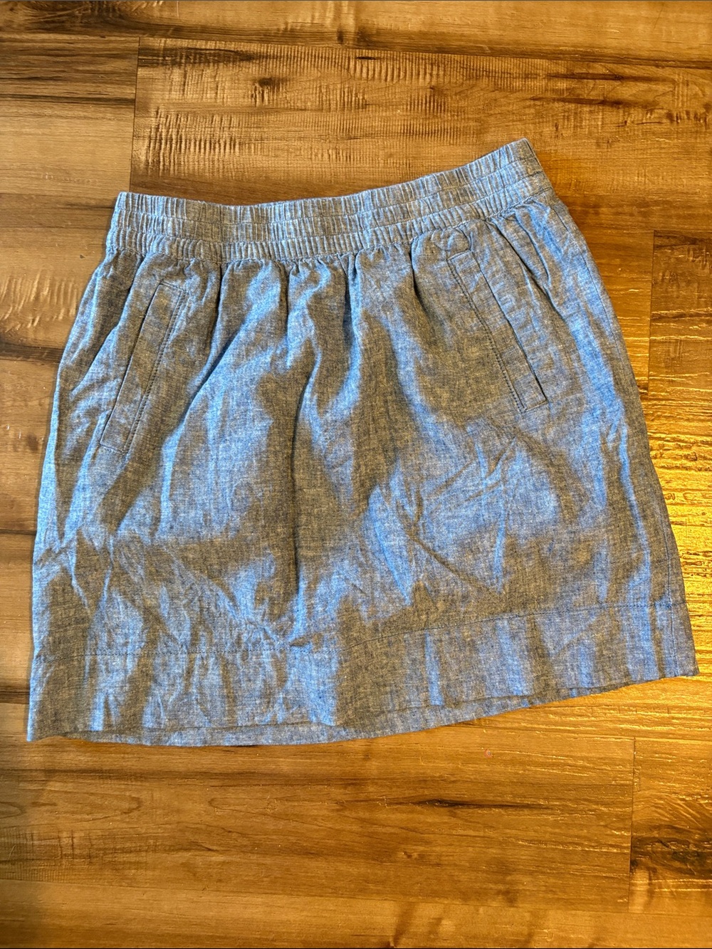 LOFT Chambray-Style Blue Elastic-Waist Mini Skirt